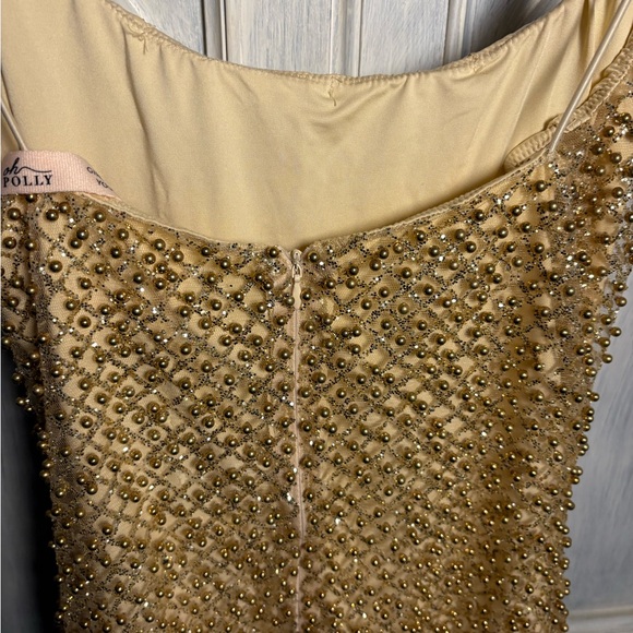 Oh Polly Drop A Glint Gold Embellished Mini Dress Cocktail Sexy - Picture 10 of 12